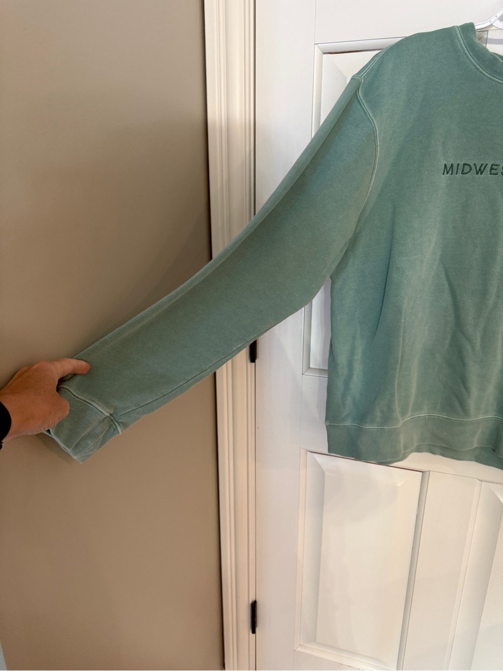 Jupmode Midwesterner Embroidered Crewneck Sweatshirt Sage Green 25417 - Picture 4 of 9